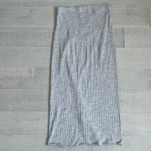 grey knit midi skirt with slit